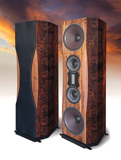 A pair of speakers that are in front of the sky.