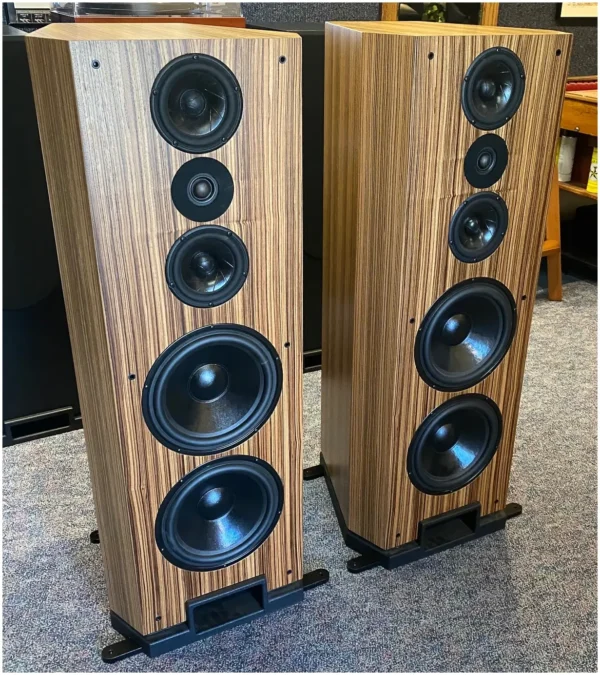 Montana EPX speakers in a Zebra wood finish fronts