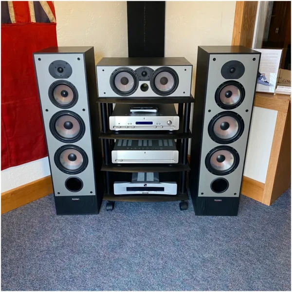 Paradigm 11 SE MK3 main speakers and Studio CC470 v3 center channel speakers front with out grills