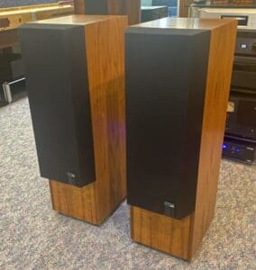 Kef Reference 104.2 loudspeakers in a beautiful Walnut Finish.