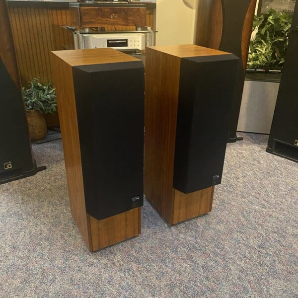 Kef Reference 104.2 loudspeakers in a beautiful Walnut Finish.