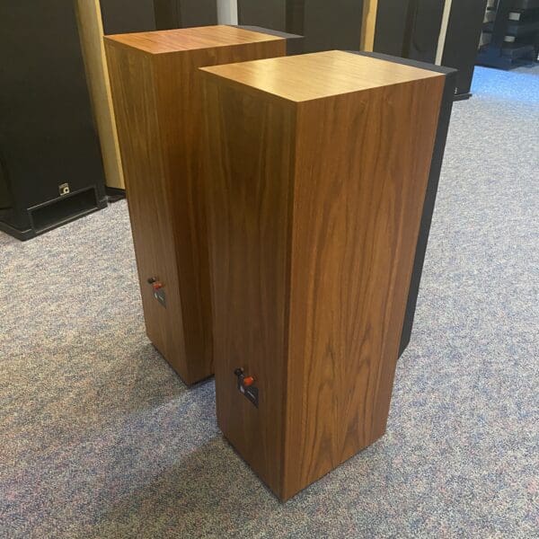 Kef Reference 104.2 loudspeakers in a beautiful Walnut Finish.