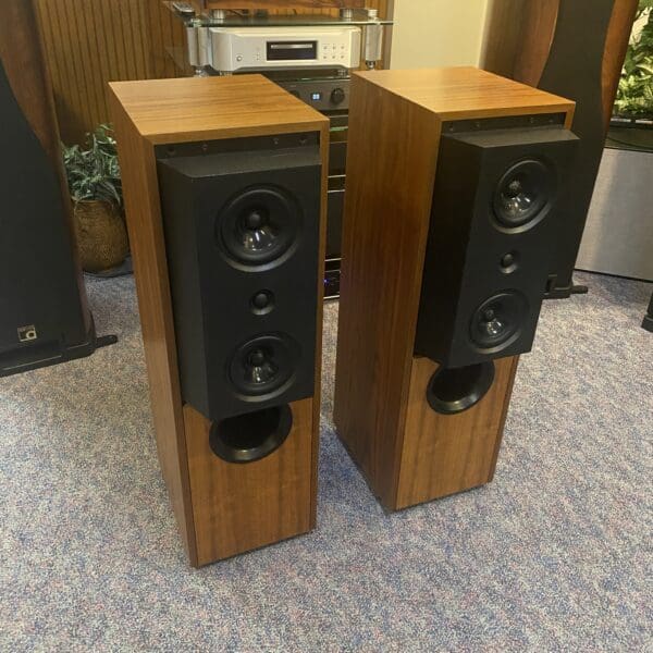 Kef Reference 104.2 loudspeakers in a beautiful Walnut Finish.