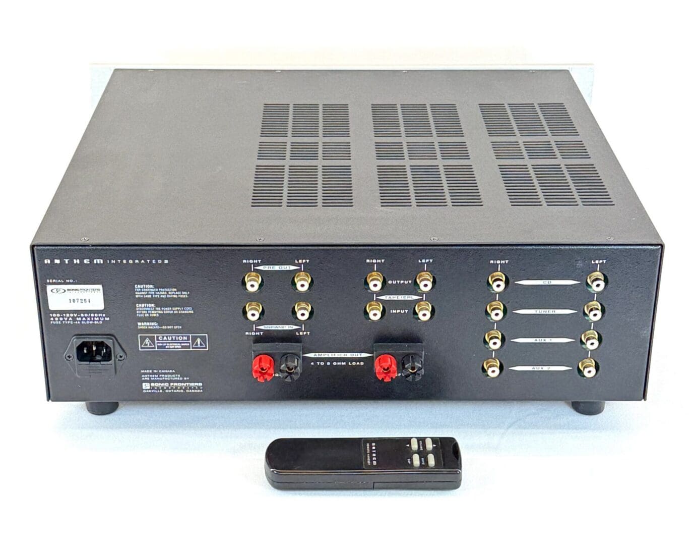 Anthem Integrated 2 Amplifier back.